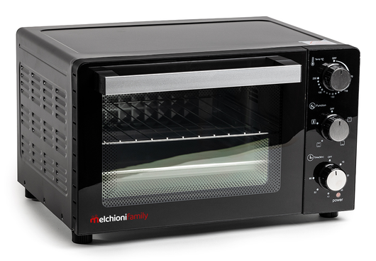 Melchioni Family Forno Elettrico Ventilato DEVIL Capacità 23 litri 3 Modalità di Cottura Timer da 60 Minuti 1200W Doppio Vetro Luce Interna e Temperatura Fino a 230° C 46X40X28 cm
