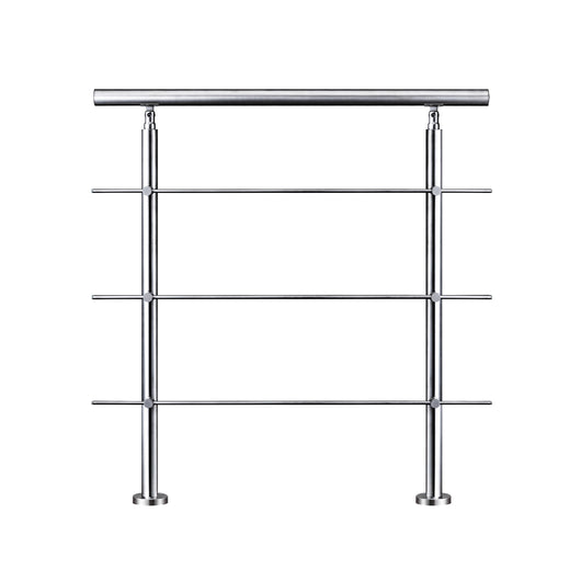 Ringhiera Balaustra Corrimano in acciaio inox spazzolato 80x106cm per interni ed esterni 3 barre trasversali