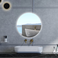 Specchio da bagno Rotondo con 80cm,Memoria, Antifog,Regorabile,Retroilluminato,doppio interruttore,