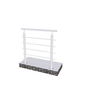 Ringhiera Parapetto in Alluminio Argento Opaco 100x100cm per interni ed esterni a Fissaggio a Pavimento