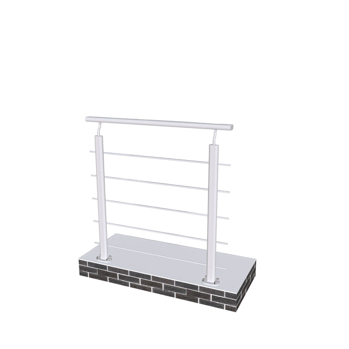 Ringhiera Parapetto in Alluminio Argento Opaco 100x100cm per interni ed esterni a Fissaggio a Pavimento