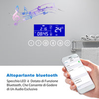 Aica Specchio da bagno bluetooth 120x70cm con antiappannamento + dimmerabile + 3 colori + ingrandimento 3X