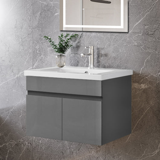 Mobile bagno sospeso con lavabo da incasso 59 cm,bianco, 2 ante.