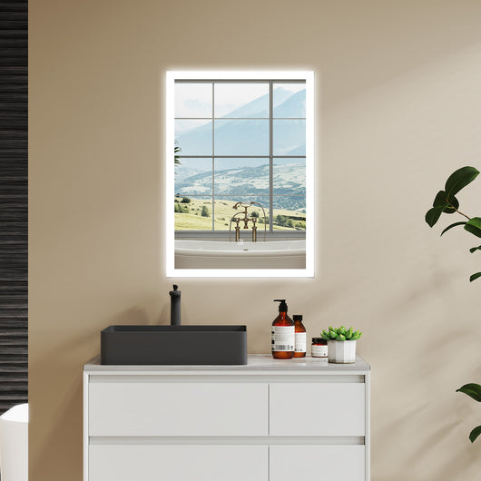 Aica LED Specchio da bagno 50¡Á70 cm, luminosit¨¤ regolabile a 3 colori, antiappannamento, memoria di interruzione di corrente