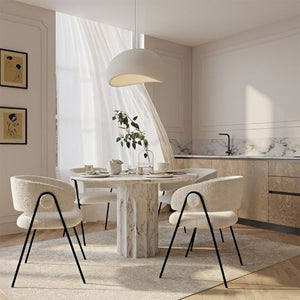 HABITAT ET JARDIN Sedia Velluto Bianca Struttura Legno per Sala da Pranzo