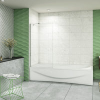 70x140 cm Sopravasca Parete Doccia Per Vasca Vetro Fisso Temperato 6 mm Trasparente Anticalcare con Barra Stabilizzatrice 45 cm Cromato Lucido