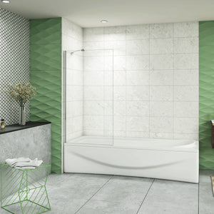 70x140 cm Sopravasca Parete Doccia Per Vasca Vetro Fisso Temperato 6 mm Trasparente Anticalcare con Barra Stabilizzatrice 45 cm Cromato Lucido