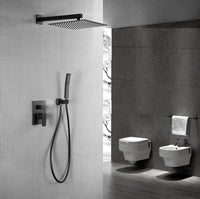 Set doccia con miscelatore incasso, soffione quadrato 30x30 e doccino nero opaco KZ-1004 MAROCCO