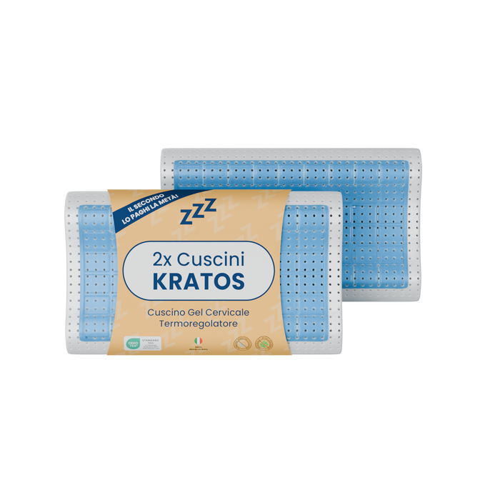 Coppia | Cuscino - Gel- Cervicale - Stop al Sudore - Termoregolatore - Kratos - 72x42x12/8/9cm