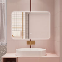 AICA Specchio da bagno 80 x 60 cm, dimmerabile, interruttore touch, Funzione Memoria