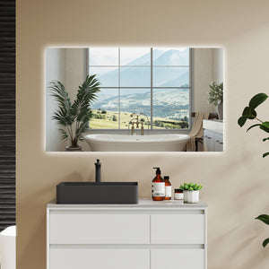 AICA SPECCHIO DA BAGNO CON LED, 100x60cm, Disappannamento, Funzione Memoria, Infinitamente Dimmerabile