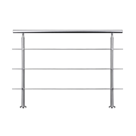 Ringhiera Balaustra Corrimano in acciaio inox spazzolato 180x106cm per interni ed esterni 3 barre trasversali