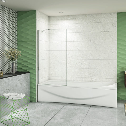 75x140 cm Sopravasca Parete Doccia Per Vasca Vetro Fisso Temperato 6 mm Trasparente Anticalcare con Barra Stabilizzatrice 45 cm Cromato Lucido