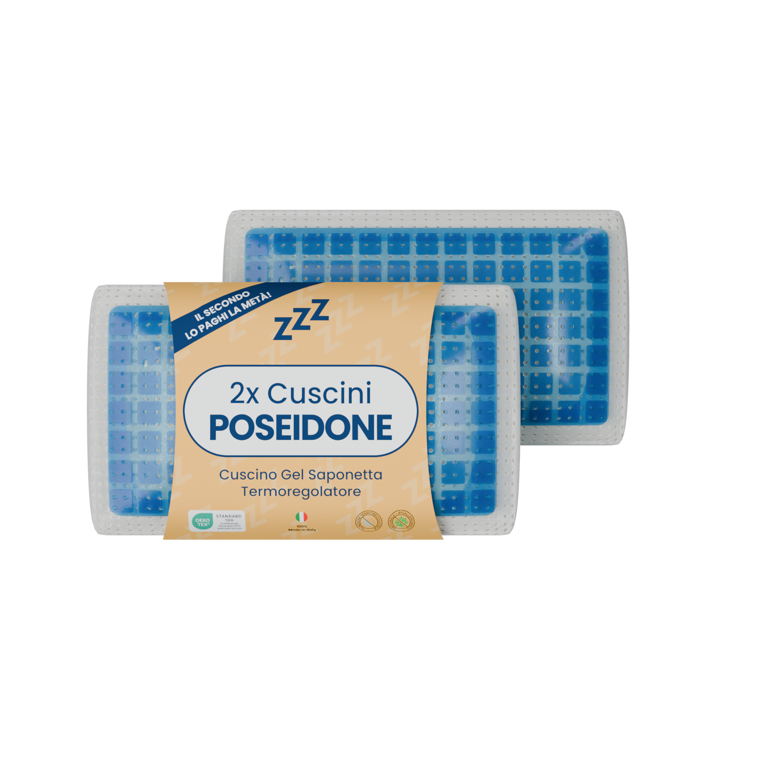 Coppia | Cuscino - Gel- Stop al Sudore - Termoregolatore - Poseidone - 72x42x12cm