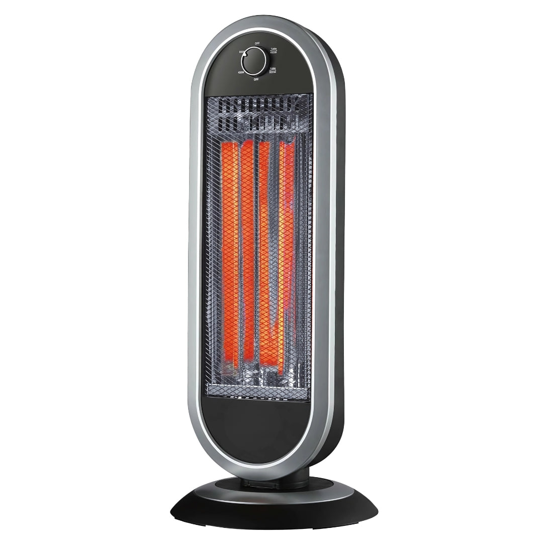 Stufa al Carbonio 900w Due potenze 450/900w Oscillante Sensore Antiribaltamento Corpo Antiscottatura Maniglia Trasporto