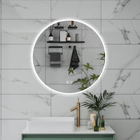 AICA Specchio da bagno 70 x 70 cm, 3 colori, antiappannamento, dimmerabile, interruttore touch, Funzione Memoria