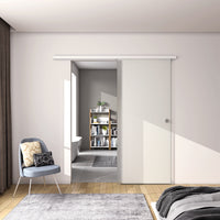 80x225 cm Porta Scorrevole in Vetro da 8 mm Temperato Opaco con Pellicola Anti-frantumi con Binario in Alluminio Bianco Verniciato