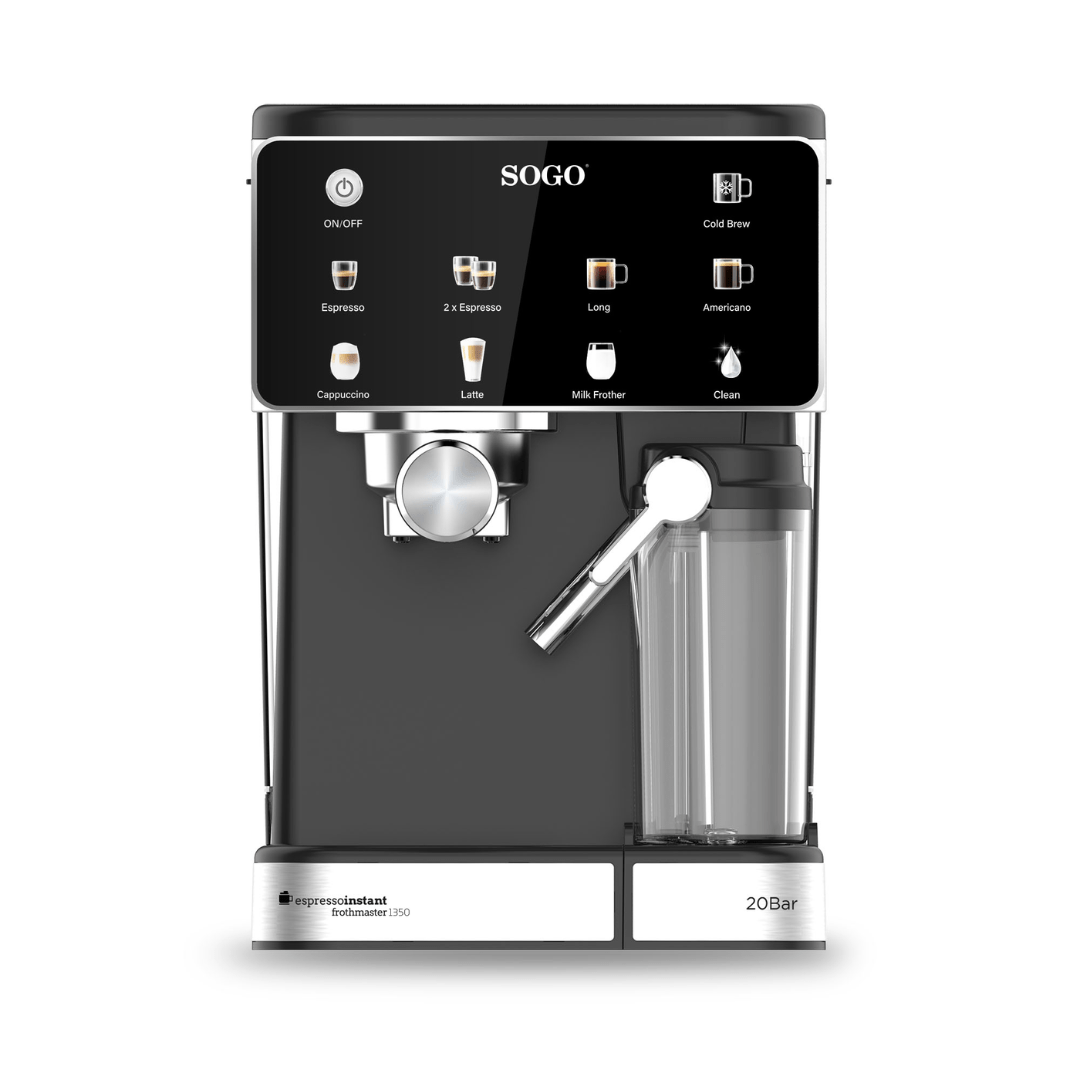 Macchina Caffè Espresso 4 in 1 Digitale 20 Bar – Montalatte Cappuccino, Cialde ESE, Macinato, Pompa Ital. Thermoblock