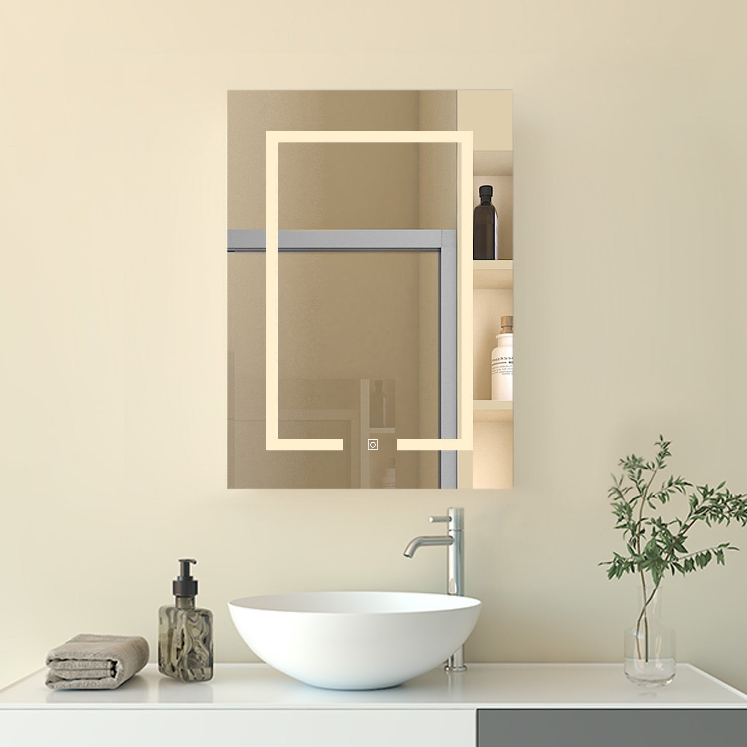 Armadietto a muro da Bagno con Specchio 50x70 cm, Bianco