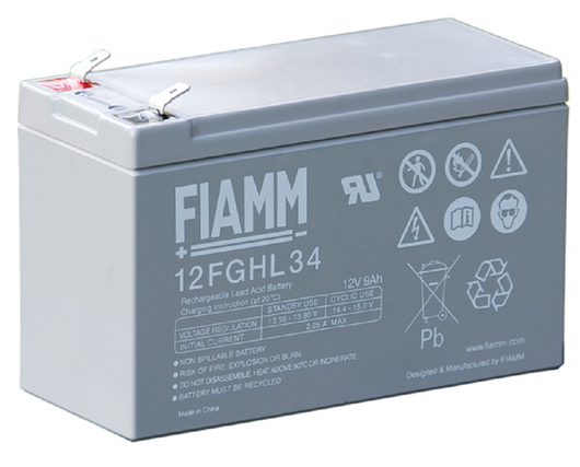 Fiamm Batteria al piombo 12FGHL34 12V 8.4Ah Faston 6.3mm F2 long life lunga vita campeggio camper sigillata