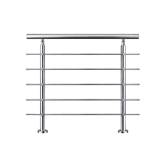 Balaustra Corrimano Ringhiera in acciaio inox spazzolato 120x106cm per interni ed esterni 5 barre trasversali