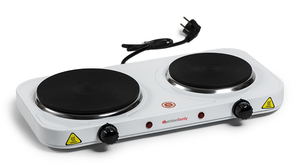 Melchioni Family | Fornello Elettrico COOK2, con 2 Piastre Elettriche Indipendenti da 15 e 18 cm, Termostato Regolabile, Potenza 1000W e 1500W, Fornello da Campeggio Resistente alle Temperature