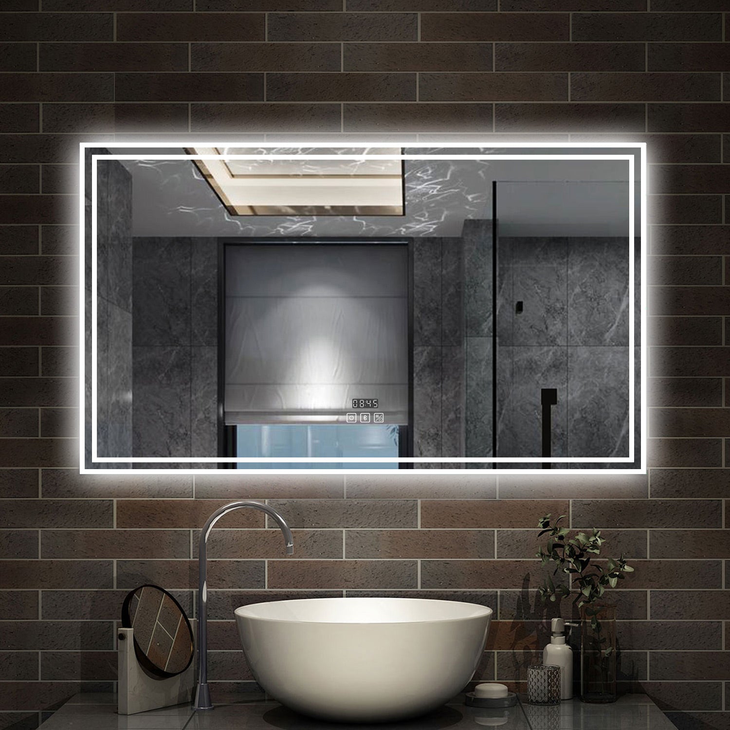 140 x 80 cm,AICA Specchio da Bagno LED con Luce, 3 Colori Regolabili,Blue tooth,orologio,memoria, antiappannamento,CRI>90,autospegnimento