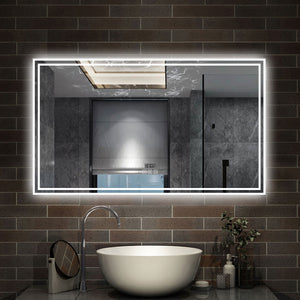 140 x 80 cm,AICA Specchio da Bagno LED con Luce, 3 Colori Regolabili,Blue tooth,orologio,memoria, antiappannamento,CRI>90,autospegnimento