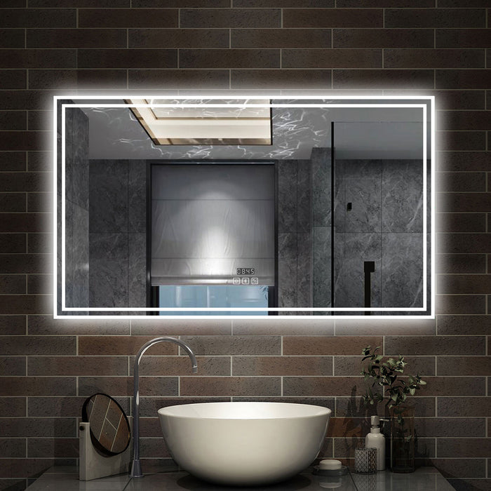 140 x 80 cm,AICA Specchio da Bagno LED con Luce, 3 Colori Regolabili,Blue tooth,orologio,memoria, antiappannamento,CRI>90,autospegnimento