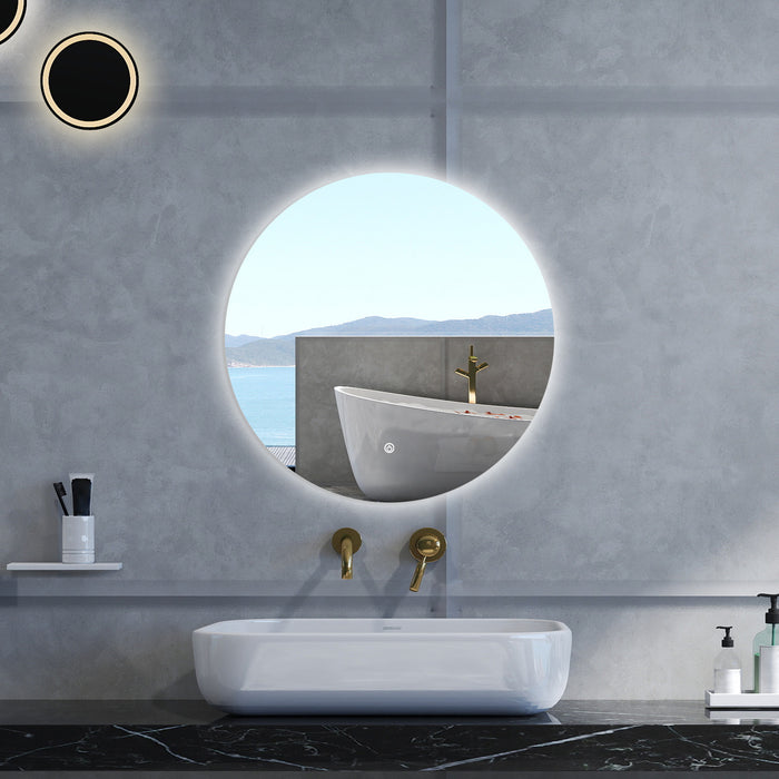 Specchio da bagno Rotondo con 70cm,Memoria, Antifog,Regorabile,Retroilluminato,doppio interruttore,