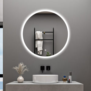 AICA Specchio da bagno 100 x 100 cm, 3 colori, antiappannamento, dimmerabile, interruttore touch, Funzione Memoria