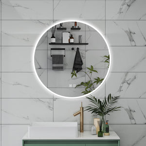 AICA Specchio da bagno 80 x 80 cm, 3 colori, antiappannamento, dimmerabile, interruttore touch, Funzione Memoria