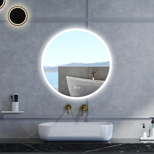 Specchio da bagno Rotondo con 80cm,3 colori,Memoria, Antifog,Regorabile,Retroilluminato,doppio interruttore,