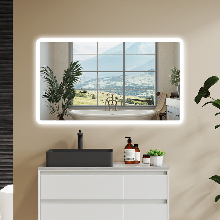 Aica Specchio da bagno a LED con Bluetooth 120 x 70 cm, 3 colori di luce regolabili, tasti a sfioramento
