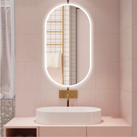 AICA Specchio da bagno 50 x 90 cm, dimmerabile£¬interruttore touch£¬ Funzione Memoria, antiappannamento