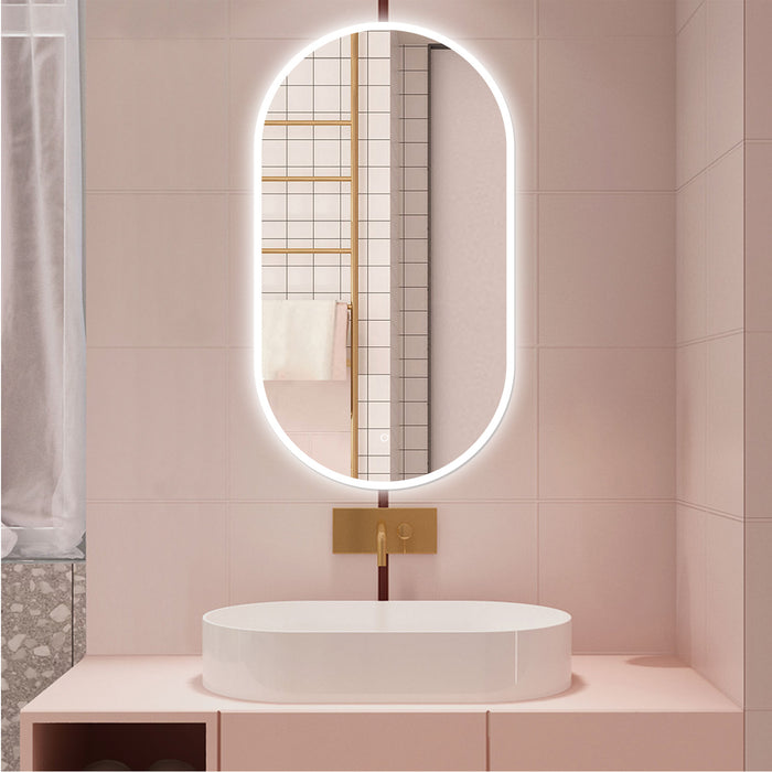 AICA Specchio da bagno 50 x 90 cm, dimmerabile£¬interruttore touch£¬ Funzione Memoria, antiappannamento