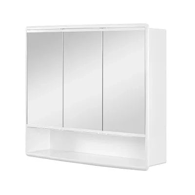 Specchio contenitore 60x50 cm bianco con 3 ante e ripiani interni