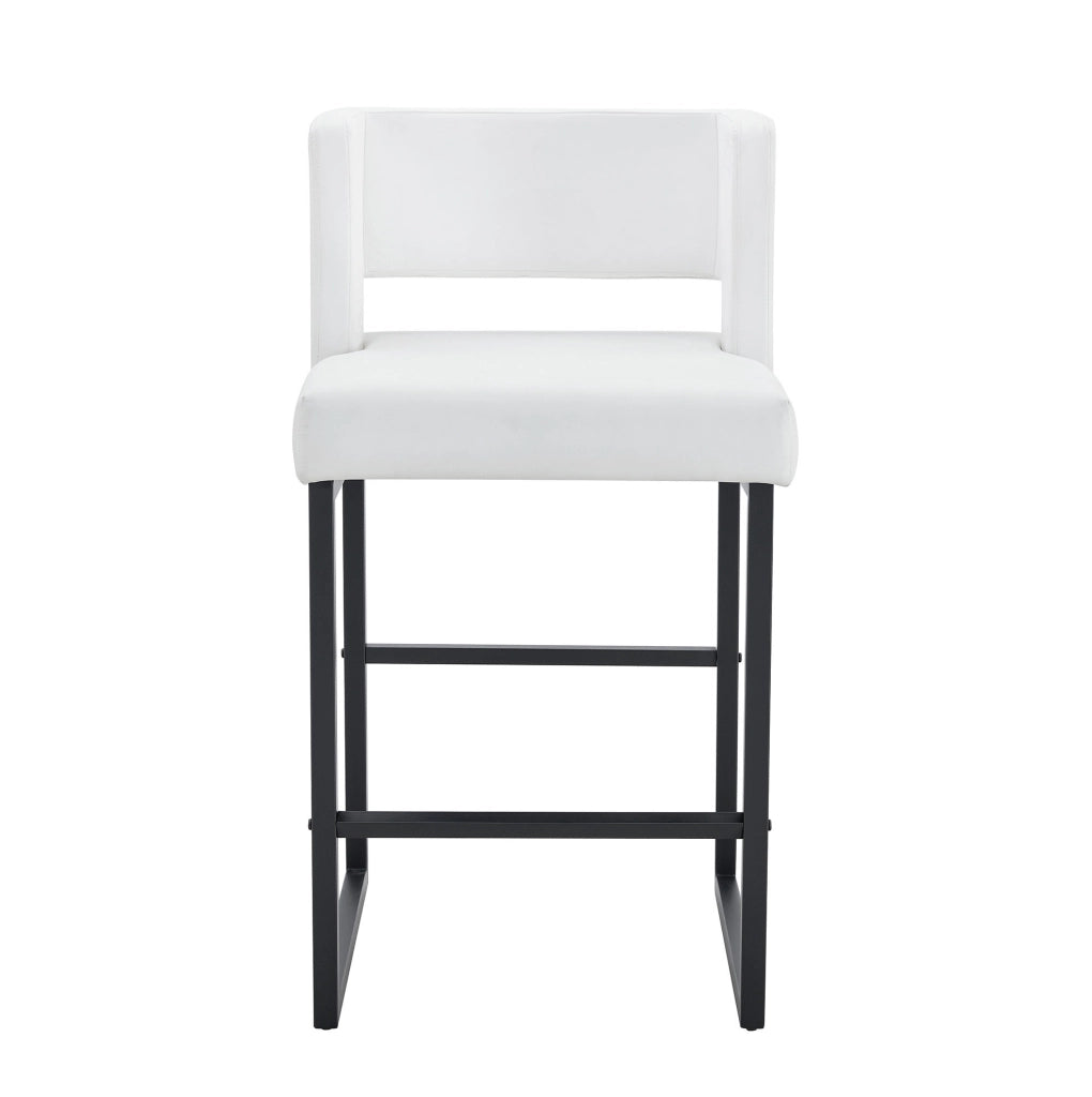 Sgabello da bar nordico in PU bianco e metallo nero