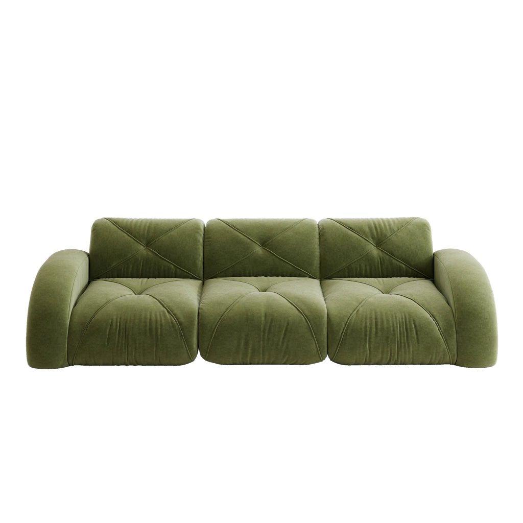 Divano Modulare 3 Posti in Tessuto Chenille ¨C MINIMAL ¨C Verde, Senza Montaggio