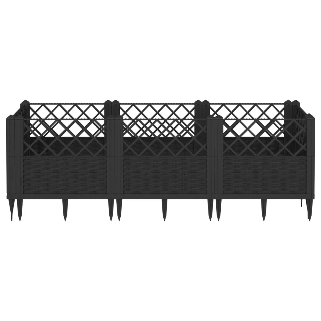 Fioriera da Giardino con Picchetti Nera 123,5x43,5x43,5 cm PP