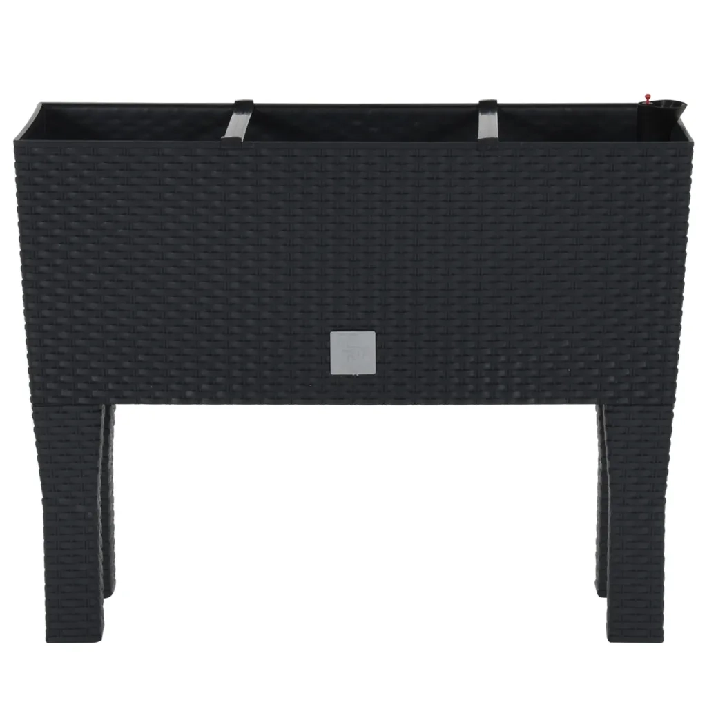 Fioriera | Cassetta per fiori | Vaso Rialzata da Giardino Antracite 60x25x46cm in Rattan PP