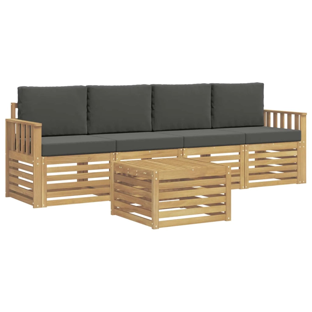 Set di divani da esterno 5 pcs Bianco e Antracite Poliestere