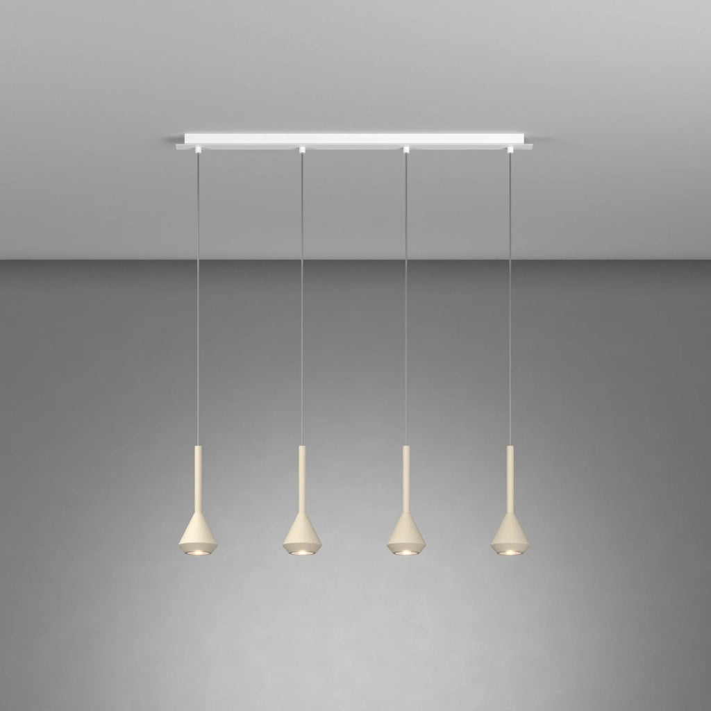 Lampadario Moderno Aygo Metallo Bianco E Sabbia 4 Luci Gu10