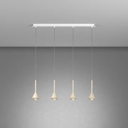 Lampadario Moderno Aygo Metallo Bianco E Sabbia 4 Luci Gu10