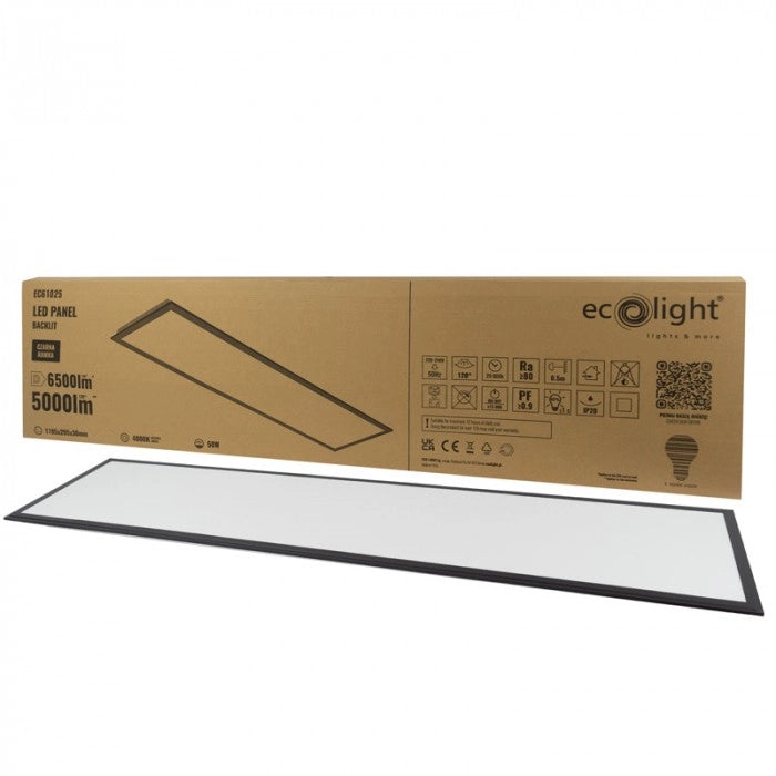 Pannello LED Ecolight 50W 4000K nero 119,5x29,5 cm