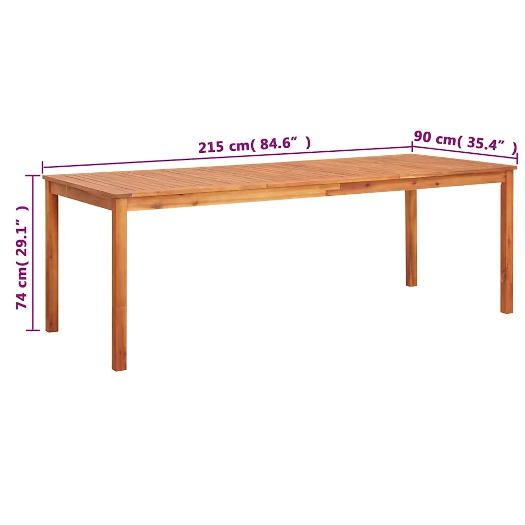 Tavolo da Giardino 215x90x74 cm in Legno Massello di Acacia 45963