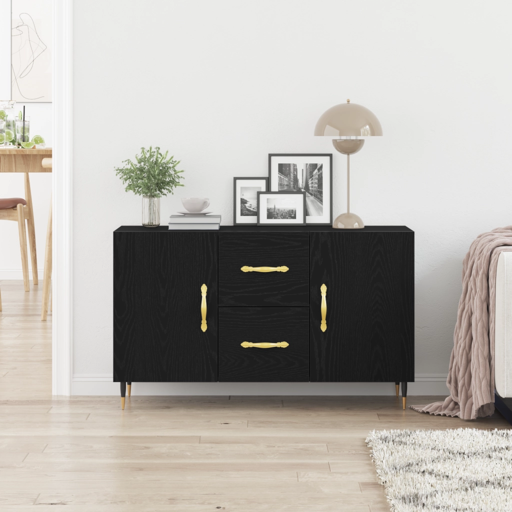sideboard  Nero Rovere 100x36x60 cm Legno ingegnerizzato