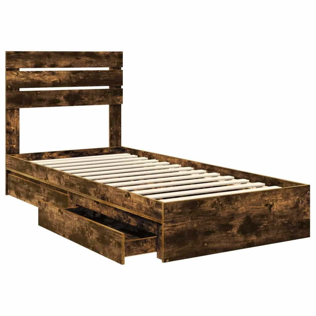 Letto con Contenitore Rovere fumé 90 x 200 cm Legno multistrato