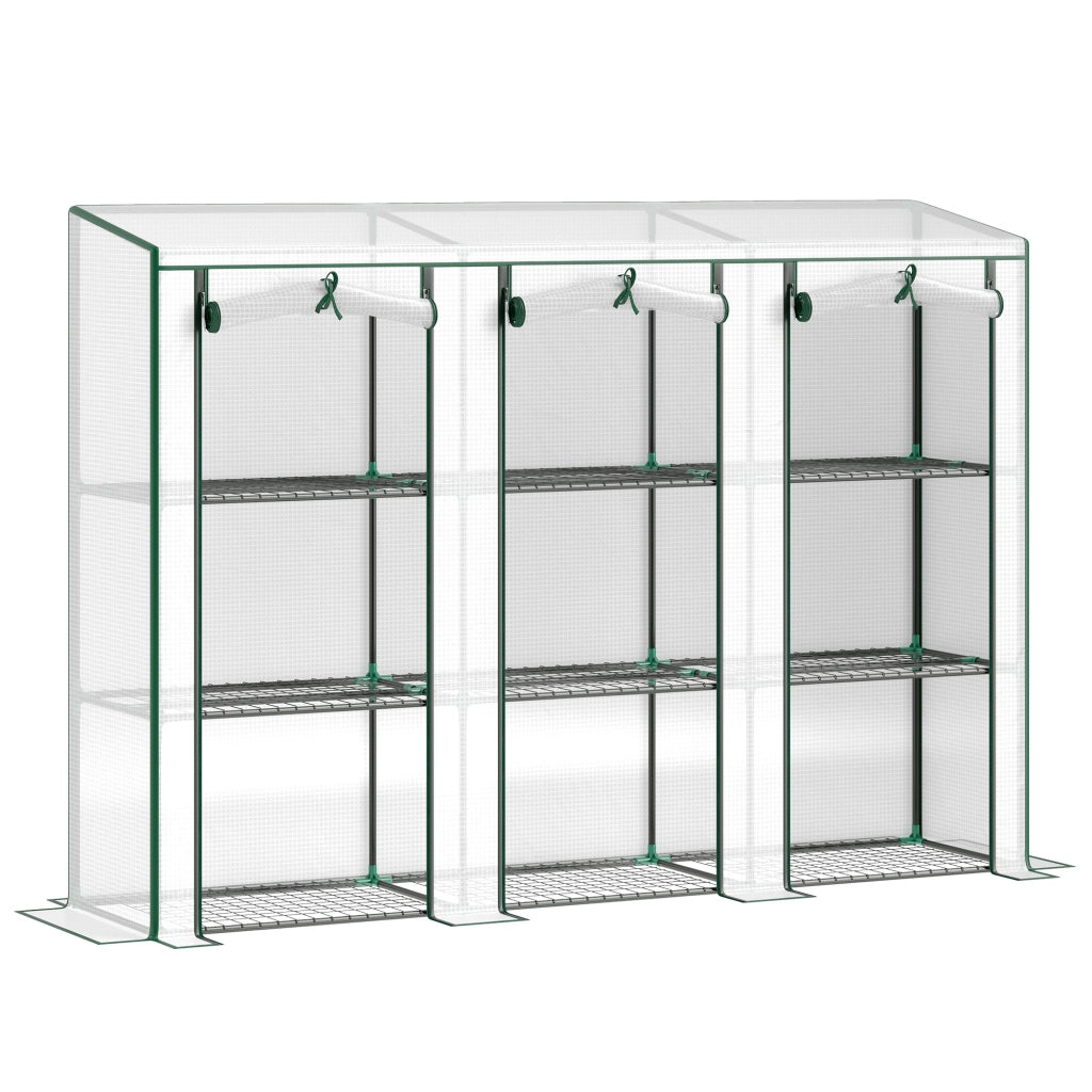 Serra da giardino 3 porte con ripiani ¨C zephmum ¨C 215x46x151 cm bianco