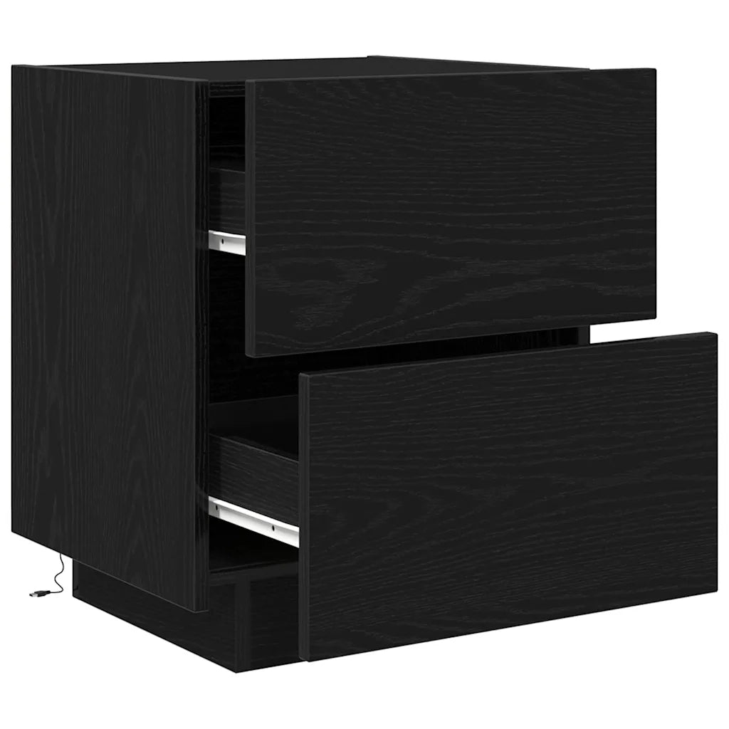 Set di 2 Comodini | Armadio da Notte | Mobiletto da notte con cassetto Rovere Nero 45 x 40 x 55 cm